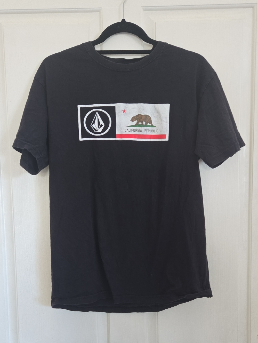 Volcom Black California Republic Graphic Tee with Red Accent